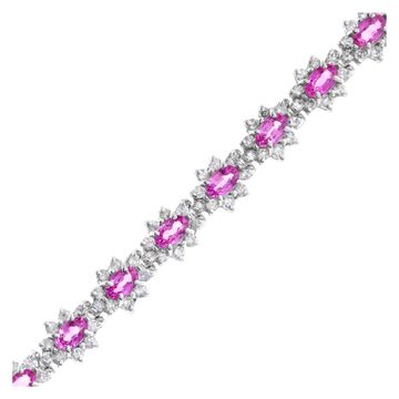 14k white gold bracelet with 6.55 cts in pink sapphires and 3.25 cts in diamonds