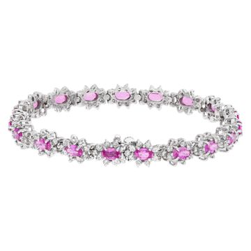 14k white gold bracelet with 6.55 cts in pink sapphires and 3.25 cts in diamonds