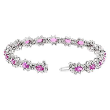 14k white gold bracelet with 6.55 cts in pink sapphires and 3.25 cts in diamonds