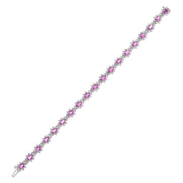 14k white gold bracelet with 6.55 cts in pink sapphires and 3.25 cts in diamonds