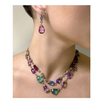 18k black rhodium plated necklace & earring set with approx. 2 cts pave diamonds