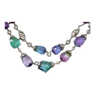 18k black rhodium plated necklace & earring set with approx. 2 cts pave diamonds