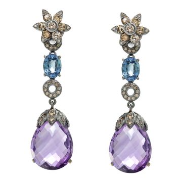 18k black rhodium plated necklace & earring set with approx. 2 cts pave diamonds