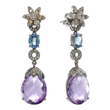 18k black rhodium plated necklace & earring set with approx. 2 cts pave diamonds