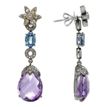 18k black rhodium plated necklace & earring set with approx. 2 cts pave diamonds