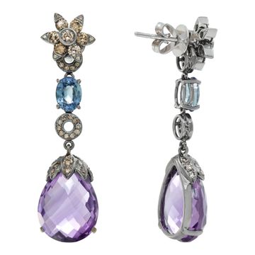 18k black rhodium plated necklace & earring set with approx. 2 cts pave diamonds