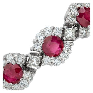18k white gold diamond & African ruby bracelet