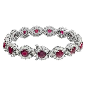 18k white gold diamond & African ruby bracelet