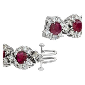 18k white gold diamond & African ruby bracelet