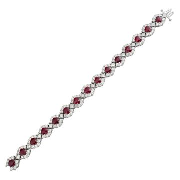 18k white gold diamond & African ruby bracelet