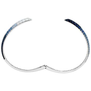 18k white gold diamond and blue sapphire bangle