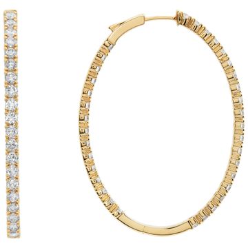 18k yellow gold inside-out oval hoop earrings w/ 4.92 cts in diamonds