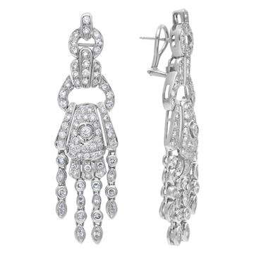 Amazing diamond chandelier earrings 18k white gold over 4.50 cts in diamonds