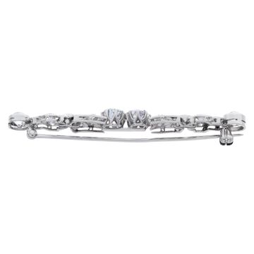 Art Deco Diamonds Bar/Pin In Platinum. European Round Brilliant Cut Diamonds Total Approx. Weight: 3.00 Carats,