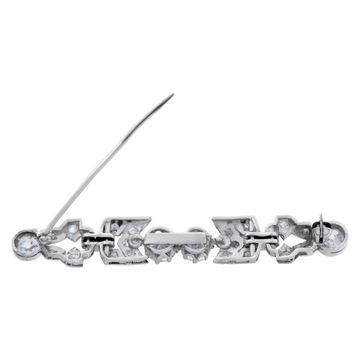 Art Deco Diamonds Bar/Pin In Platinum. European Round Brilliant Cut Diamonds Total Approx. Weight: 3.00 Carats,