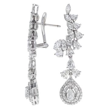 Brilliant marquise, pear, round cut diamond dangling earrings set in 18k white gold. Total diamonds approx. weight: 5.00 carats
