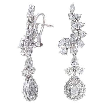Brilliant marquise, pear, round cut diamond dangling earrings set in 18k white gold. Total diamonds approx. weight: 5.00 carats