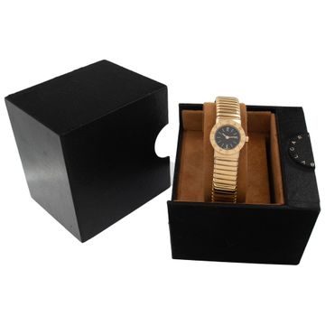 Bvlgari Tubogas bb192t 18k Yellow Gold Black dial 19mm Quartz watch