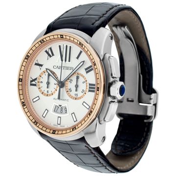 Cartier Calibre W7100043 18k rose gold & stainless steel 45mm auto watch