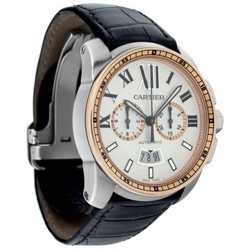 Cartier Calibre W7100043 18k rose gold & stainless steel 45mm auto watch