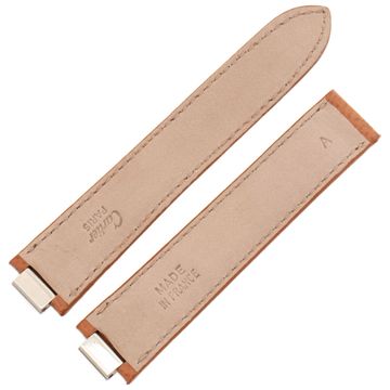 Cartier Must 21 brown leather strap (18.5mm x 16.5mm) Long end measures 3.75'', short end 3.25''.