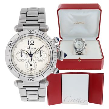 Cartier Pasha Chronograph W31030H3 stainless steel 38mm auto watch