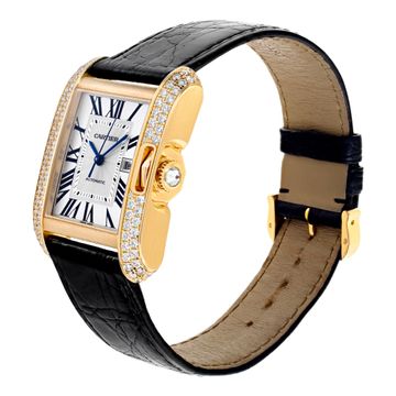 Cartier    Tank Anglaise wt100017 18k Silver Guilloche dial 30mm Automatic watch