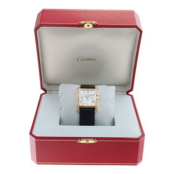Cartier    Tank Anglaise wt100017 18k Silver Guilloche dial 30mm Automatic watch