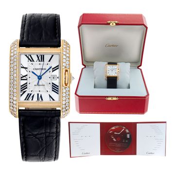 Cartier    Tank Anglaise wt100017 18k Silver Guilloche dial 30mm Automatic watch