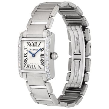 Cartier Tank Francaise 2403 18k White Gold White dial 20mm Quartz watch