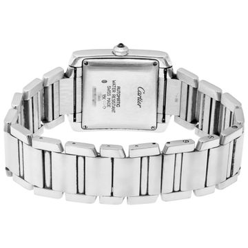Cartier Tank Francaise W50011S3 18k White Gold Silver Guilloche dial 28mm
