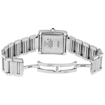 Cartier Tank Francaise W50011S3 18k White Gold Silver Guilloche dial 28mm
