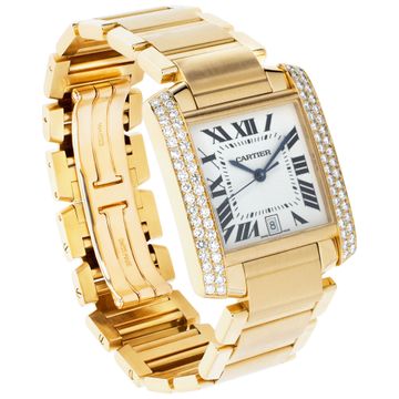 Cartier Tank Francaise WE1010R8 18k Yellow Gold Ivory dial 28mm Automatic watch