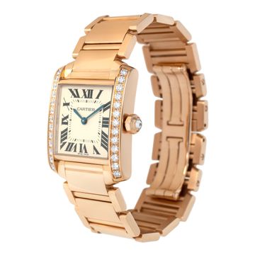 Cartier Tank Francaise WJTA0023 18k rose gold Off White dial 25mm Quartz watch