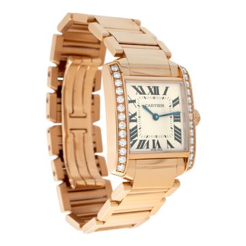Cartier Tank Francaise WJTA0023 18k rose gold Off White dial 25mm Quartz watch