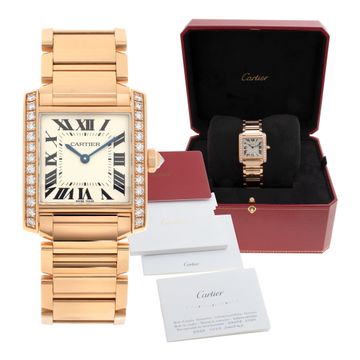 Cartier Tank Francaise WJTA0023 18k rose gold Off White dial 25mm Quartz watch