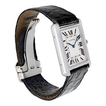 Cartier Tank WSTA0042 Stainless Steel White dial 22mm Quartz watch