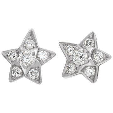 Chanel diamond star 18k white gold earrings