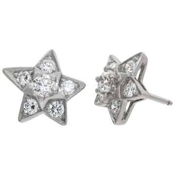 Chanel diamond star 18k white gold earrings