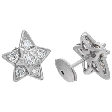 Chanel diamond star 18k white gold earrings