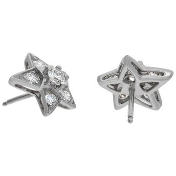 Chanel diamond star 18k white gold earrings