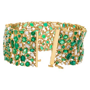 Colombian emerald and diamond bracelet set in 18k yellow gold