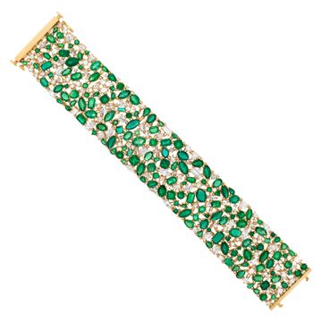Colombian emerald and diamond bracelet set in 18k yellow gold