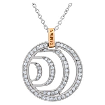 Damiani "Damianissima" diamond pendant necklace, in 18k white & pink gold. Round brilliant cut diamonds total approx. weight: 0.58 carats.