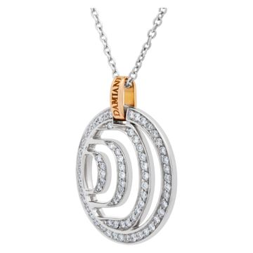 Damiani "Damianissima" diamond pendant necklace, in 18k white & pink gold. Round brilliant cut diamonds total approx. weight: 0.58 carats.