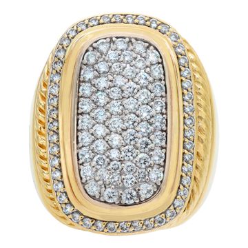 David Yurman 18k yellow gold ring with over 1.50 carat in diamonds