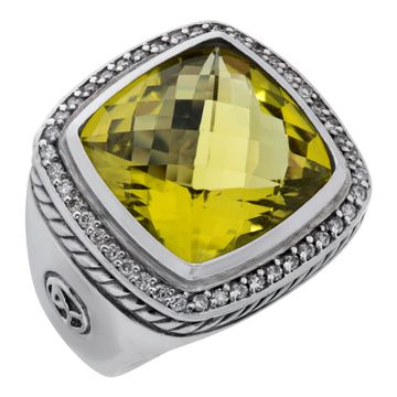 David Yurman Albion lemon quartz ring in sterling silver. Size 6.