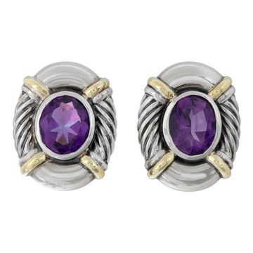 David Yurman Amethyst earrings in sterling silver and 14k yellow gold