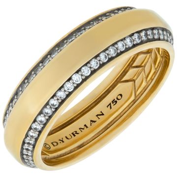 David Yurman beveled band ring in 18k with 0.67 carats in diamonds.