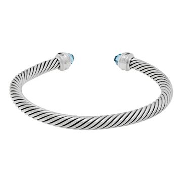 David Yurman cable bracelets in sterling silver with topaz & diamonds